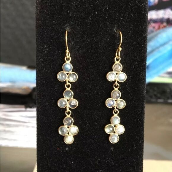 Malagasy Labradorite Dangle Earrings in 14k yg/ Sterling Silver 4.60 - Picture 4 of 10